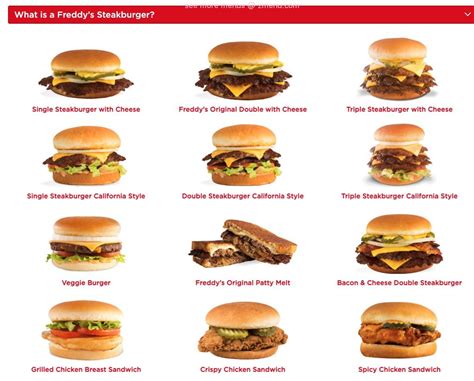 Specialties If you are searching for "restaurants near me," you are likely to find one of the best hamburger restaurants in Lincoln, NE Freddy's Frozen Custard & Steakburgers is more than your traditional American hamburger restaurant. . Freddys frozen custard steakburgers menu